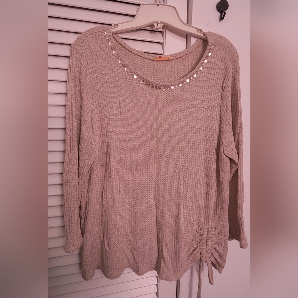 10 for $10 Chic Beige Women's Top with Embellished Neckline🔥